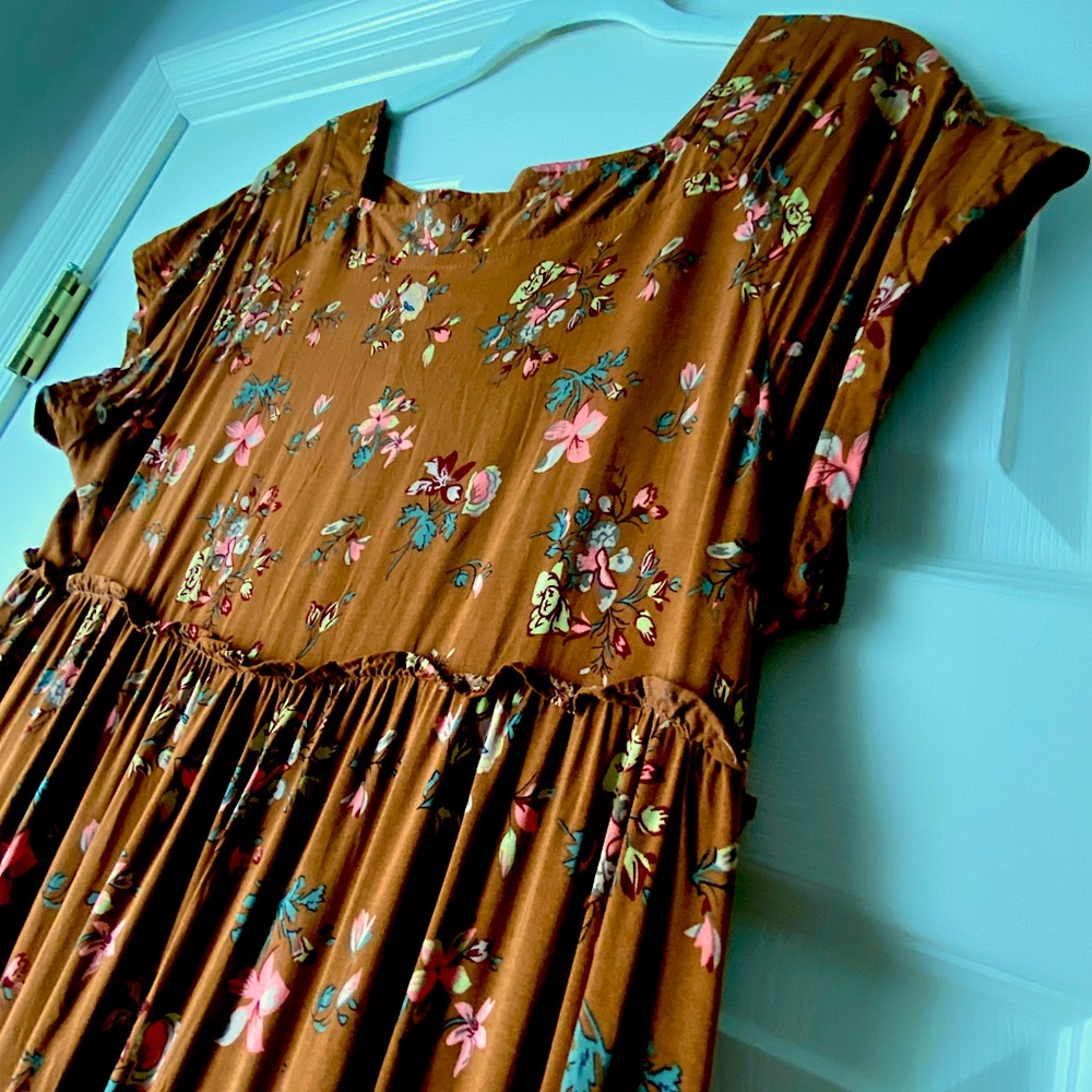 NATURAL LIFE Floral Brown Maxi Dress